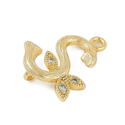Brass Crystal Rhinestone Letter Links Connector Charms KK-S395-06G-S-1