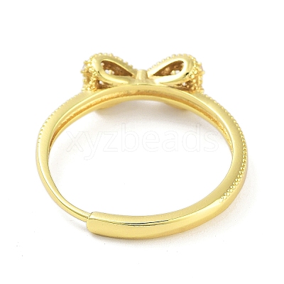 Bowknot Brass Micro Pave Clear Cubic Zirconia Adjustable Rings LS-RJEW-S416-03G-1