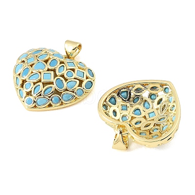 Brass Micro Pave Sky Blue Cubic Zirconia Pendants CU-CBA6938-07G-01-1