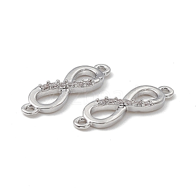 Brass Micro Pave Clear Cubic Zirconia Connector Charms KK-E068-VB387-1