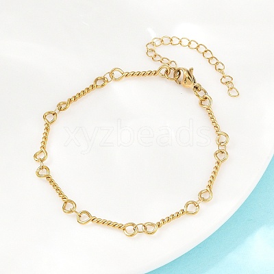304 Stainless Steel Twisted Rope Link Chain Bracelets for Women BJEW-A160-09G-1