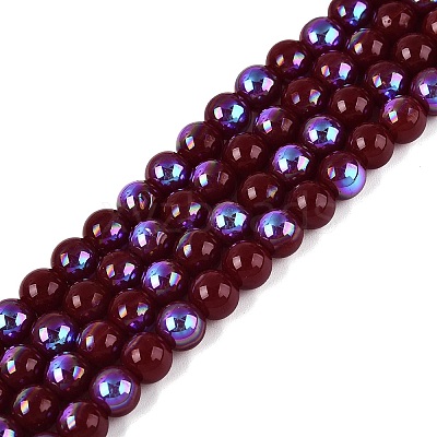 Electroplate Opaque Glass Beads Strands EGLA-Q132-6MM-01C-08-1