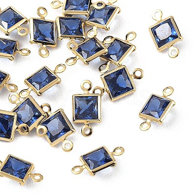 SHEGRACE Brass Pave Cubic Zirconia Square Connector Charms XGRQ2O860-440C-G-1