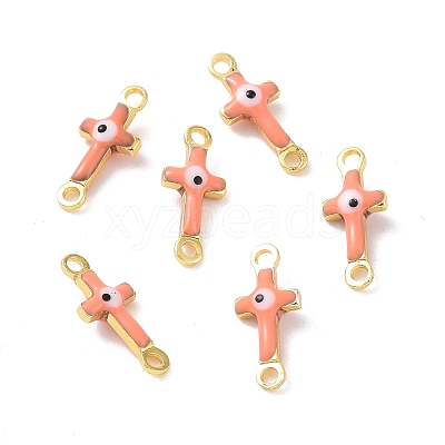Brass Enamel Connector Charms KK-J302-08G-04-1