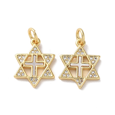Brass Micro Pave Cubic Zirconia Pendants KK-B083-25C-G-1