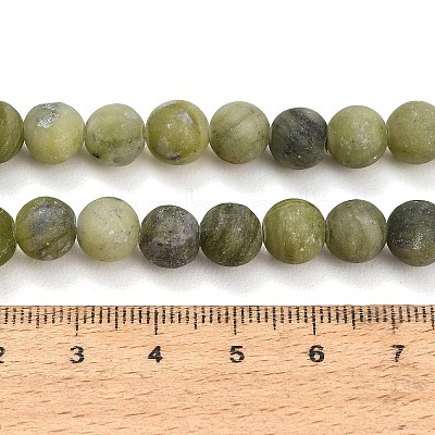 Frosted Natural Chinese Jade Southern Jade Beads Strands G-M248-8mm-06-1