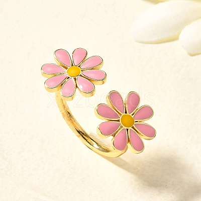 Brass Enamel Cuff Rings for Women RJEW-Q008-14G-01-1
