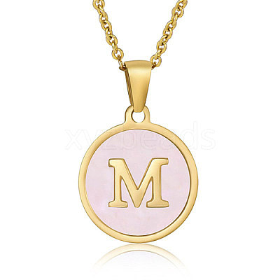 Natural Shell Initial Letter Pendant Necklace LE4192-3-1