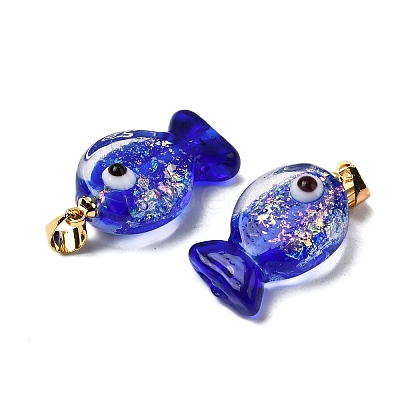 Handmade Dichroic Foil Lampwork Pendants DICH-G001-01G-08-1