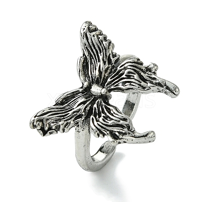 Butterfly Alloy Open Rings for Women RJEW-K275-45AS-1