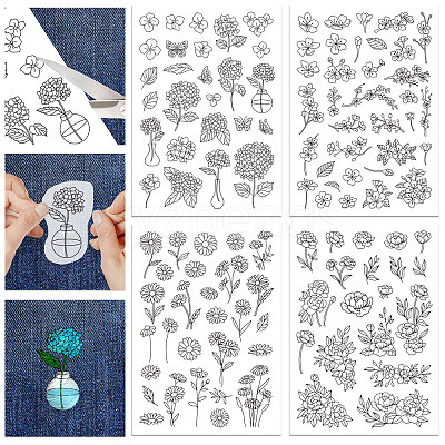 4 Sheets 11.6x8.2 Inch Stick and Stitch Embroidery Patterns DIY-WH0455-052-1