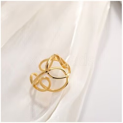 304 Stainless Steel Open Cuff Rings for Women RJEW-M020-07G-08-1