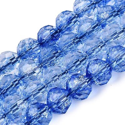 Crackle Transparent Glass Beads Strands GLAA-N068-06A-02-1