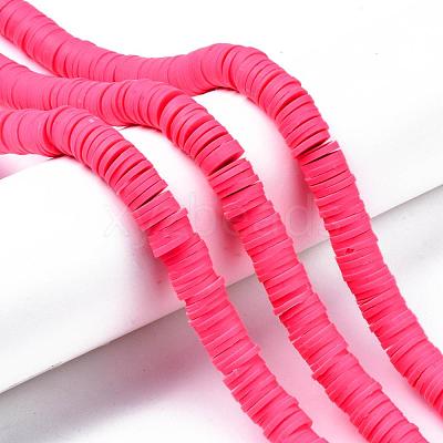 Flat Round Handmade Polymer Clay Beads CLAY-R067-10mm-25-1