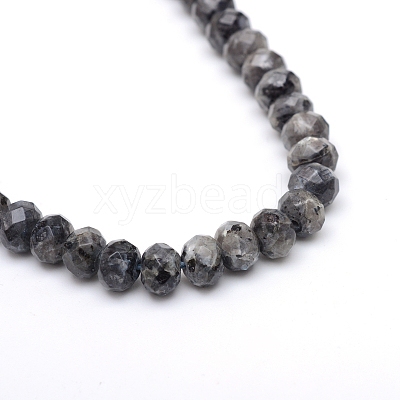 Faceted Rondelle Dyed Natural Sesame Jasper/Kiwi Jasper Bead Strands X-G-R343-6x8-20-1