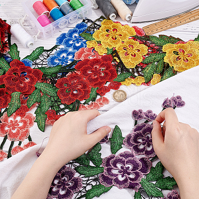 6Pcs 6 Colors Flower Pattern Computerized Embroidery Cloth Appliques PATC-HY0001-14-1