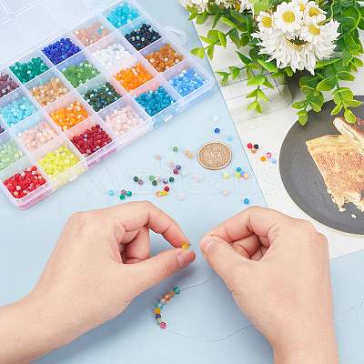 24 Strands 24 Colors Imitate Austrian Crystal Bicone Frosted Glass Beads Strands GLAA-AR0001-58-1