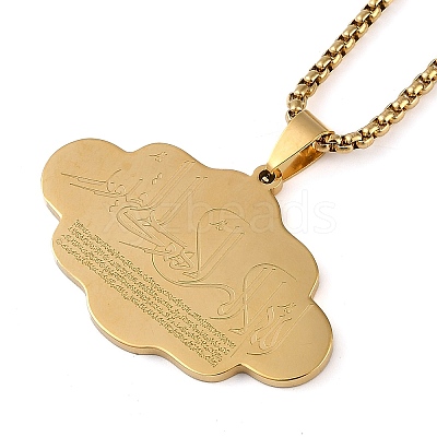 201 Stainless Steel Arabic Elements Cloud Pendant Box Chain Necklaces NJEW-D089-03G-1