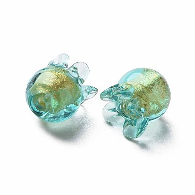Handmade Gold Foil Lampwork Beads FOIL-T004-04A-1