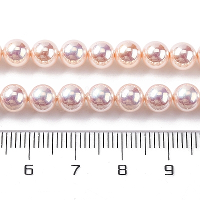 UV Plating Pearlized Glass Pearl Beads Strands GLAA-F128-01A-T09-1