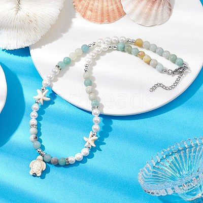 Mixed Gemstone and Pearl Beads Necklaces NJEW-JN04790-1