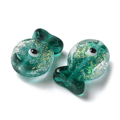 Handmade Foil Lampwork Fish Beads FOIL-Z001-01F-1