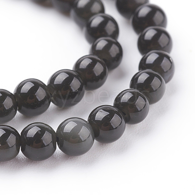 Natural Obsidian Beads Strands X-G-G099-4mm-24-1