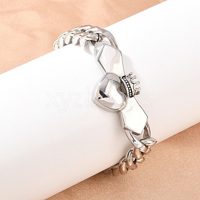 Crown Heart 304 Stainless Steel Links BJEW-D379-18P-1