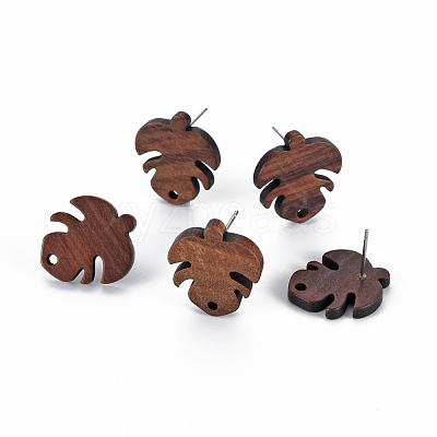 Walnut Wood Stud Earring Findings WOOD-S054-51-1
