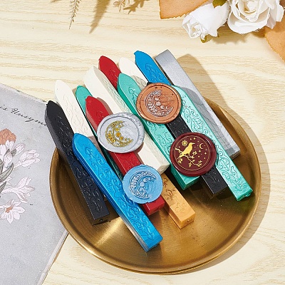 Brass Wax Seal Stamp with Wood Handle AJEW-WH0412-0290-1