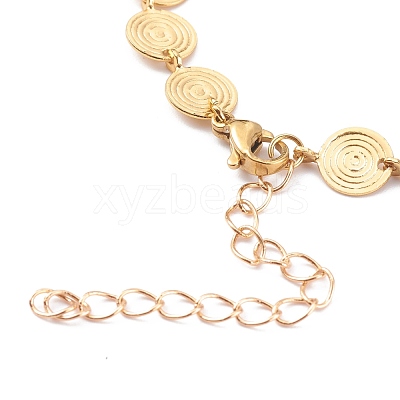 Brass Flat Round Link Chain Anklet AJEW-AN00404-1