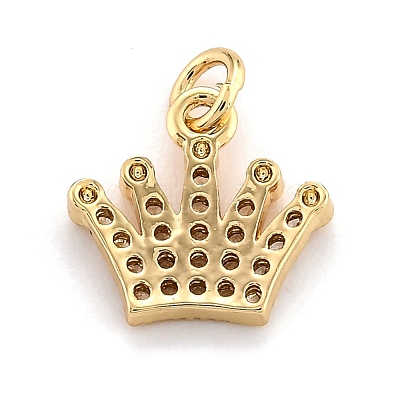 Brass Micro Pave Clear Cubic Zirconia Pendants ZIRC-O043-03G-1