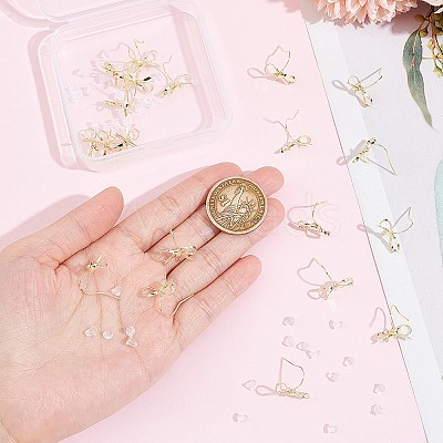 28Pcs Bowknot Shape Brass Earring Hook DIY-SP0001-06G-1