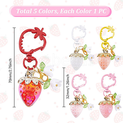 5Pcs Acrylic Strawberry Pendant Decoration KEYC-GA00006-02-1