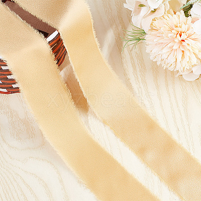 3 Rolls Polyester Satin Frayed Ribbon OCOR-DR0001-03C-1