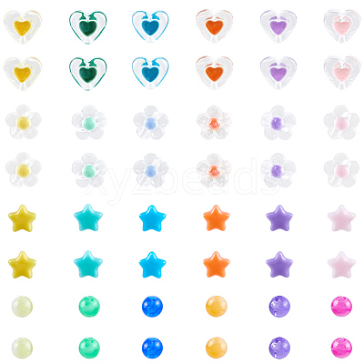 870Pcs 24 Colors Opaque & Transparent Acrylic Beads MACR-PA0001-40-1