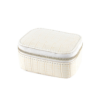 Rectangle PU Leather Jewelry Storage Zipper Boxes PAAG-PW0007-04C-1