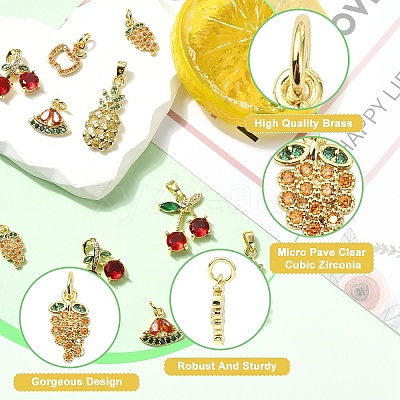 2Pcs Brass Micro Pave Cubic Zirconia Pendants KK-YW0003-22-1