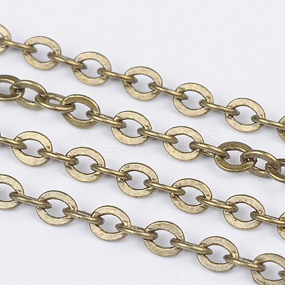 Brass Flat Oval Cable Chains CHC025Y-01-AB-1