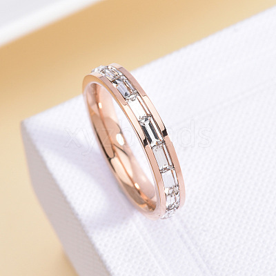 304 Stainless Steel with Crystal Rhinestone Finger Rings FS-WGF5DC4-02-1