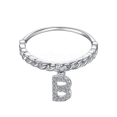 Rhodium Plated 925 Sterling Silver Micro Pave Clear Cubic Zirconia Finger Ring for Women RJEW-F150-16B-02P-1