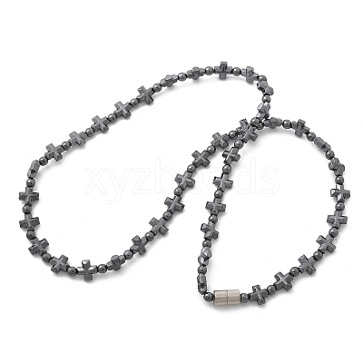 Non-Magnetic Hematite Beads Necklaces for Women Men NJEW-R020-01-1