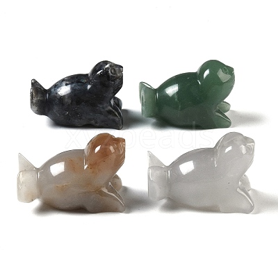 Natural Mixed Gemstone Carved Sea Lion Figurines DJEW-M015-08-1