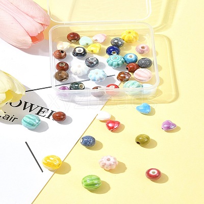 40Pcs Handmade Fancy Antique Glazed Porcelain Beads PORC-FS0001-04-1