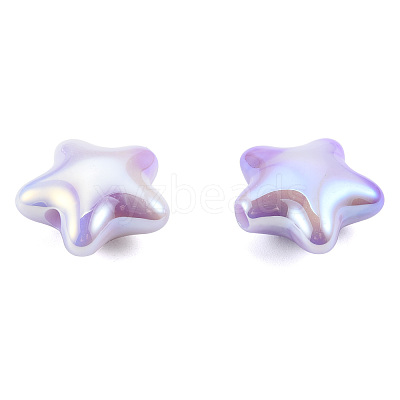 UV Plating Rainbow Iridescent Acrylic Beads PACR-T016-02A-1