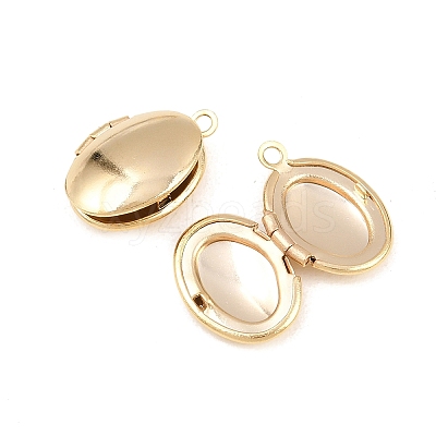 Oval Brass Locket Pendants KK-K414-12E-G-1