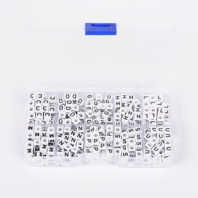 1 Box Acrylic Horizontal Hole Letter Beads SACR-X0011-B-1