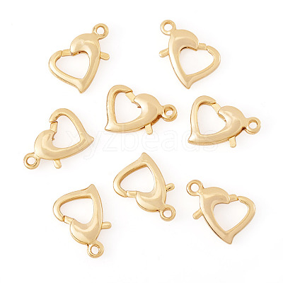 8Pcs Brass Heart Lobster Claw Clasps KK-TA0002-69-1