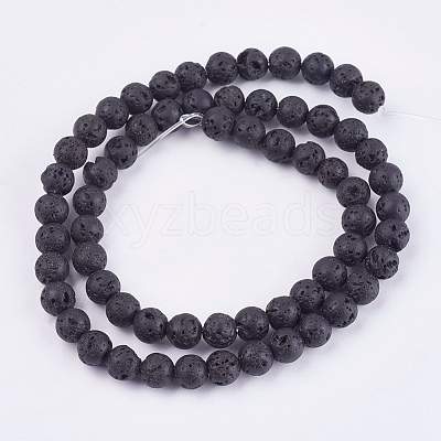 Natural Lava Rock Bead Strands G-R193-18-6mm-1