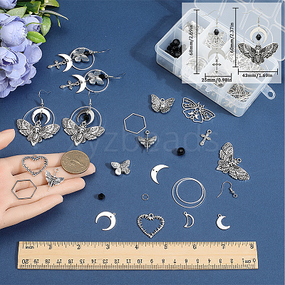 DIY Alloy & Stainless Steel Goth Butterfly Moth Dangle Earring Making Kits DIY-SC0026-36-1